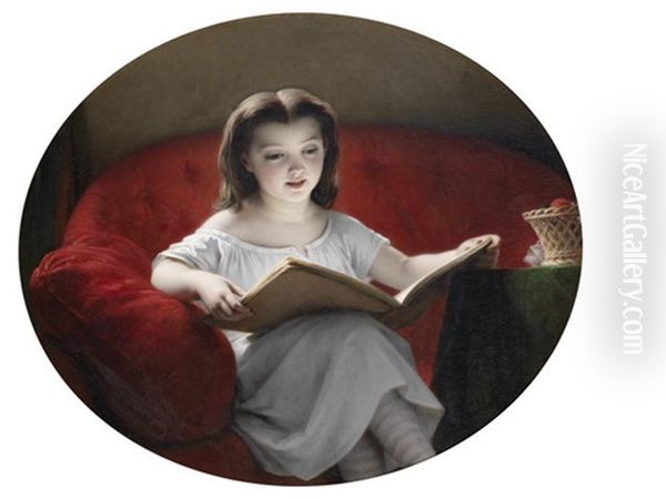 A Quiet Read Oil Painting by Hippolyte Dominique Holfeld