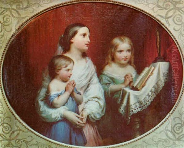 Three Children Praying by Hippolyte Dominique Holfeld