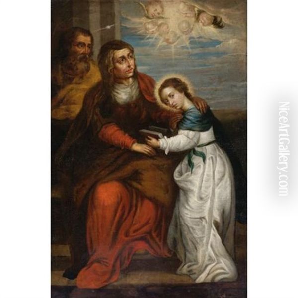 The Education Of The Virgin Oil Painting by Melchor Perez de Holguin