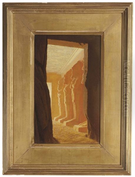 Interior Of Rock Temple, Abou Simbel, Nubia Oil Painting by Henry George Holiday