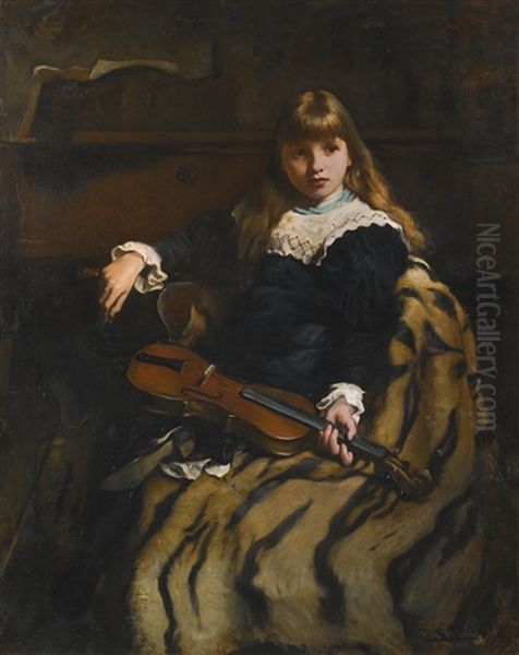 The First Violin Oil Painting by Francis Montague (Frank) Holl