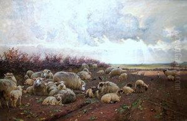 Counting The Flock Oil Painting by Wright Barker