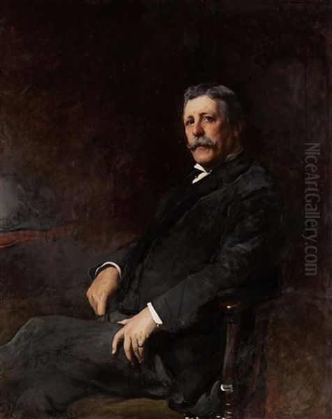 Portrait Of Robert R. Symon, Three-quarter Length, Seated Oil Painting by Francis Montague (Frank) Holl