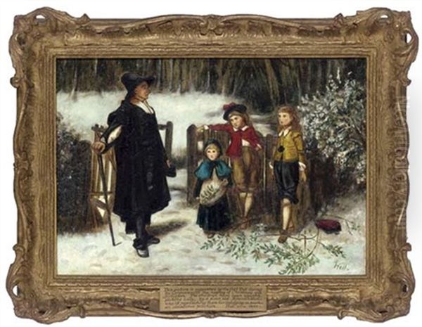 Gathering Mistletoe Oil Painting by Francis Montague (Frank) Holl