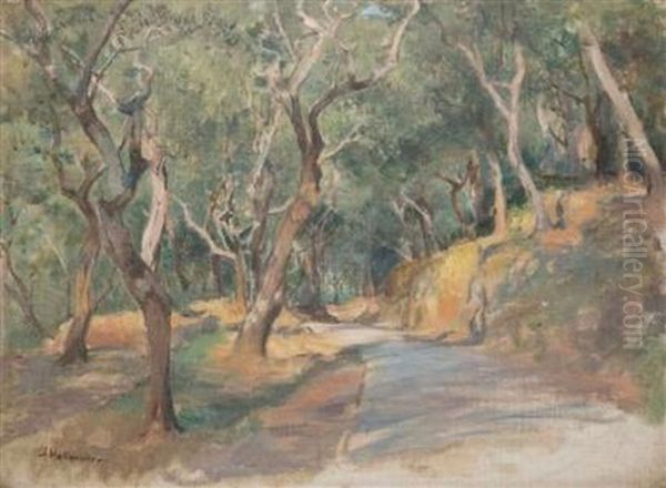 Chemin Creux Aux Arbres Oil Painting by Alphons Hollaender