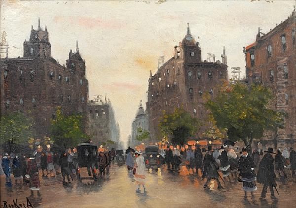 Street Scene Oil Painting by Anatol Barkes