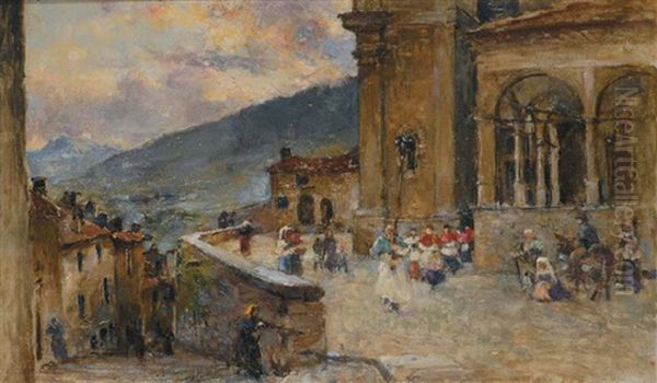 Processione In Paesaggio Toscano Oil Painting by Alphons Hollaender