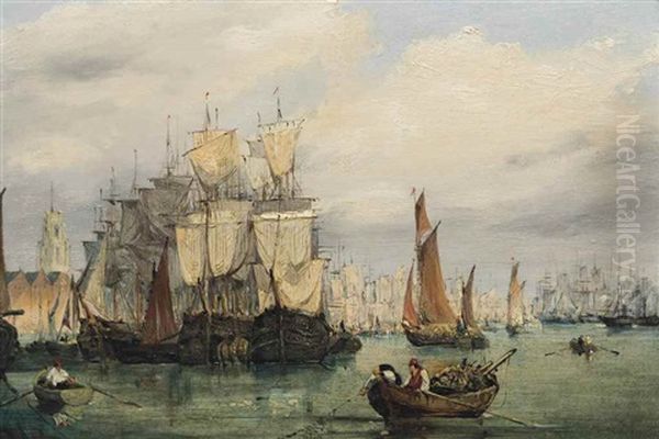 Shipping On The Thames Oil Painting by James Holland