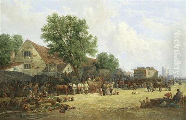 The Village Fair; A Pair Oil Painting by James Holland