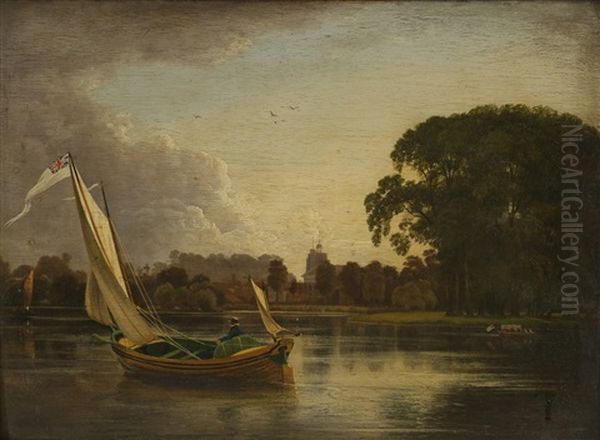 On The Thames At Twickenham Oil Painting by James Holland