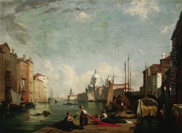 Venedig. Blick Uber Den Canale Grande Auf Die Kuppel Der Santa Maria Della Salute Oil Painting by James Holland