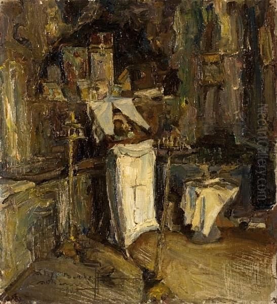 Church Interior Oil Painting by Alexander Barkoff