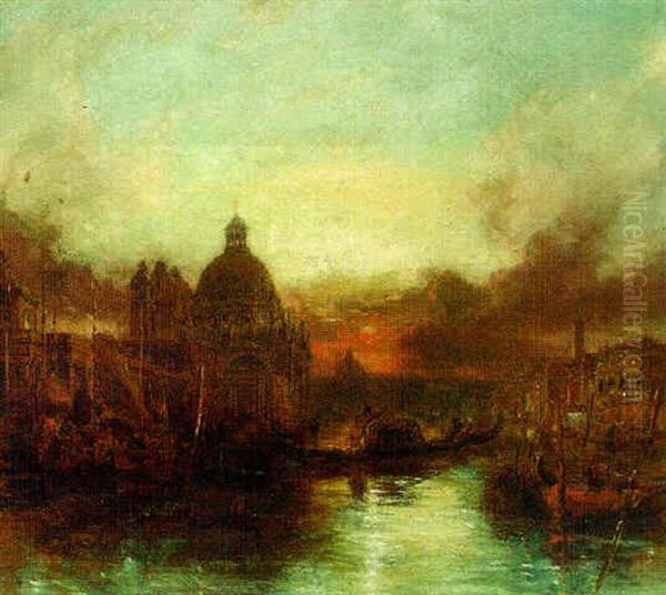 Santa Maria Della Salute, Venice, At Sunset Oil Painting by James Holland