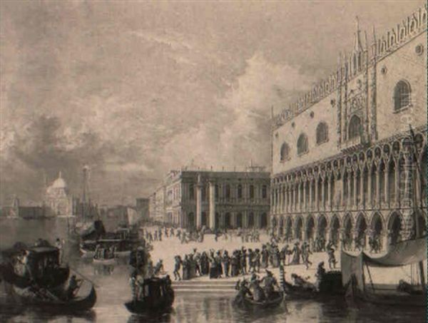 The Doge's Palace And Santa Maria Della Salute Oil Painting by James Holland