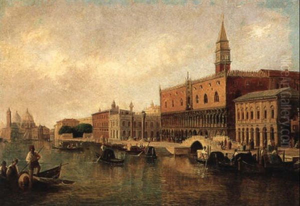 View Of The Grand Canal, Venice, Looking Toward The Doge's Palace Oil Painting by James Holland