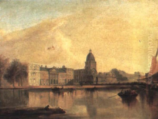 View Of Greenwich Hospital From The River Thames Oil Painting by James Holland