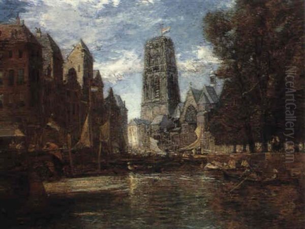 The Tower Of St. Lawrence, Rotterdam Oil Painting by James Holland