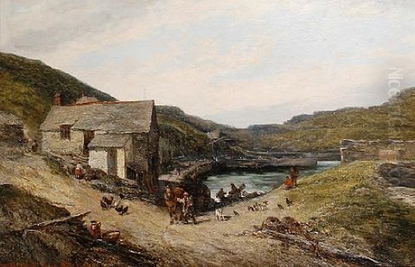 Boscastle Harbor, Cornwall Oil Painting by John Holland