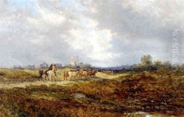 Cattle In A Landscape, Near Rochester Oil Painting by John Holland