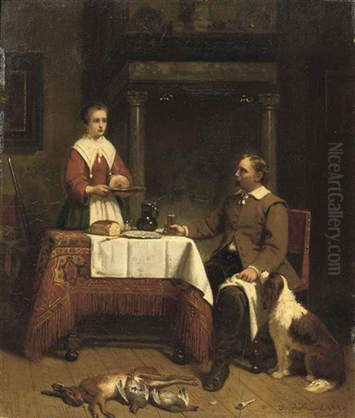 A Refreshment After The Hunt Oil Painting by Hendrik Hollander