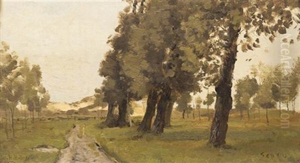 Path Of Trees Oil Painting by Jacob Huijbrecht Hollestelle