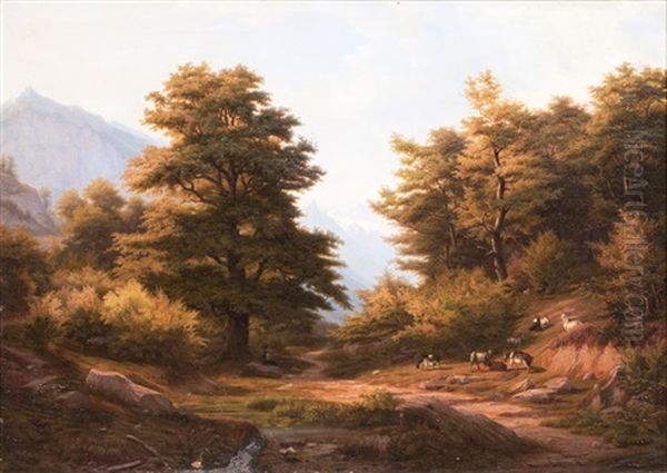 Bei Meiringen In Der Schweiz Oil Painting by Eduard Hollstein