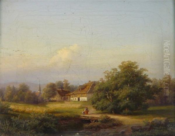 Schlesische Landschaft Bei Greiffenberg Oil Painting by Eduard Hollstein