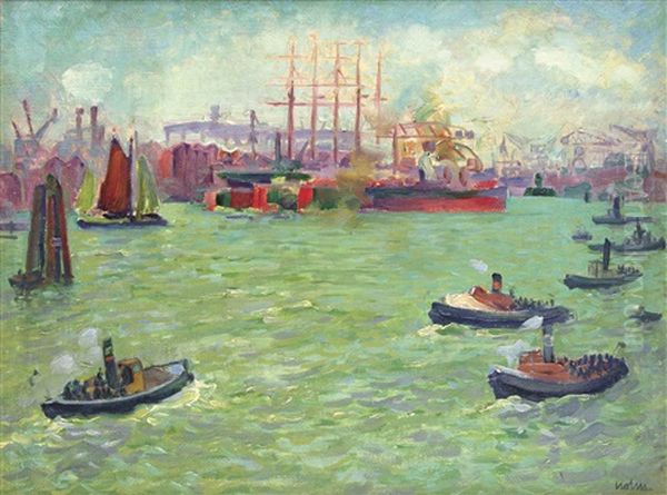 Hamburger Hafen Oil Painting by Arthur Holm