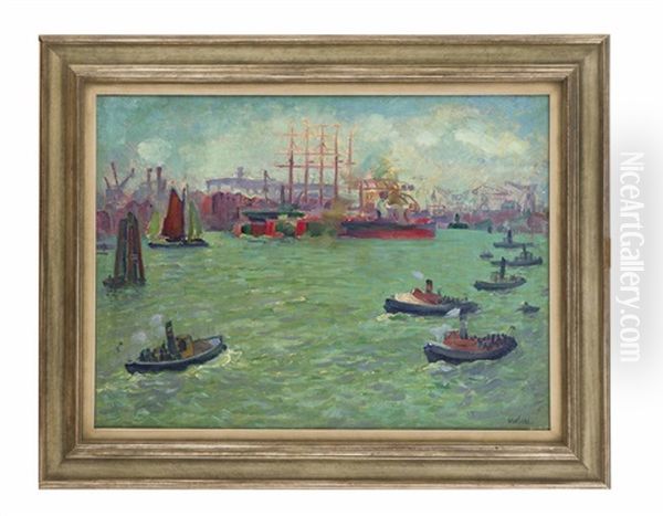 Hamburger Hafen Oil Painting by Arthur Holm