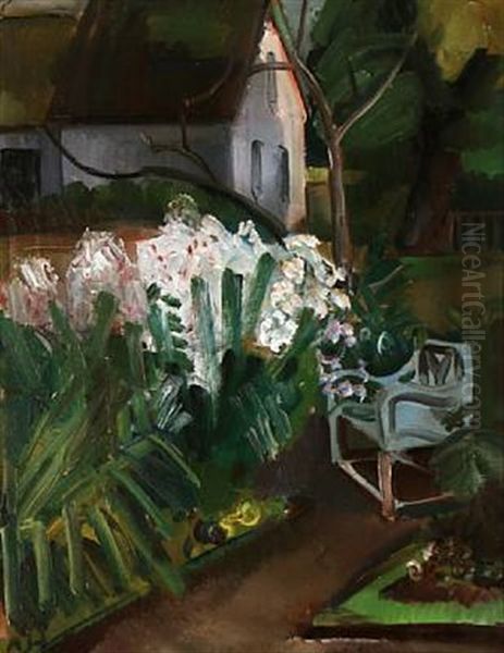 Scenery From The Artist's Garden Oil Painting by Astrid Holm