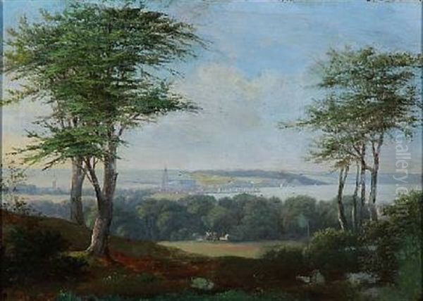 View Towards Aarhus In Denmark Oil Painting by Peder Holm