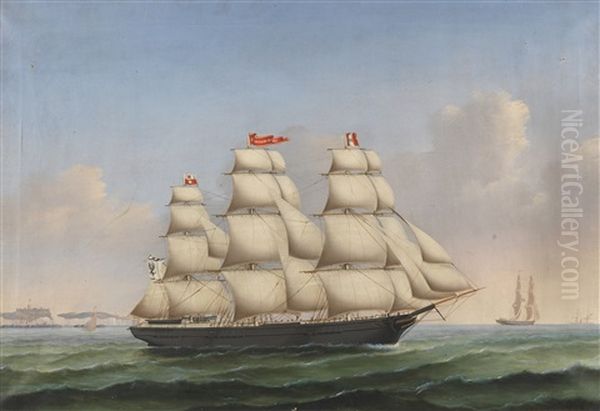 Vollschiff Ferdinand Brumm Vor Der Steilkuste Von Dover Oil Painting by Peter Christian Holm