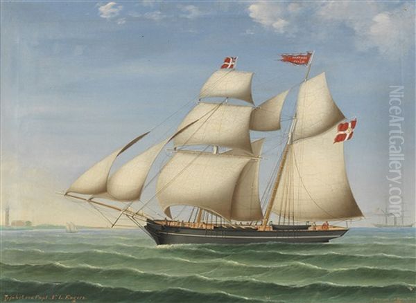 Schonerbrigg Johanne & Oluffa, Gefuhrt Von Capt. N.l.engers Aus Altona Oil Painting by Peter Christian Holm