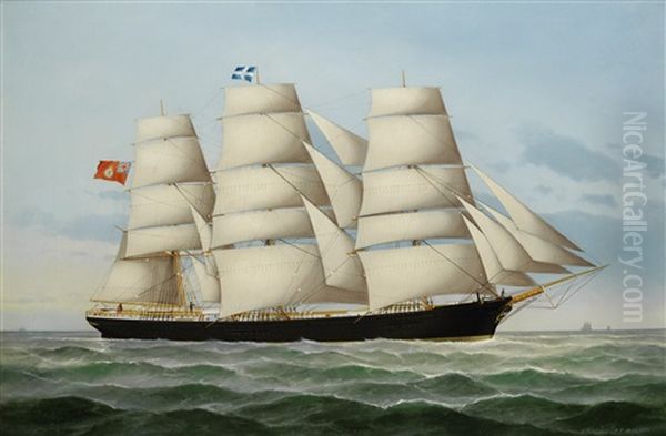 Portrait Of The Ship Joseph Under Full Sail Oil Painting by Peter Christian Holm