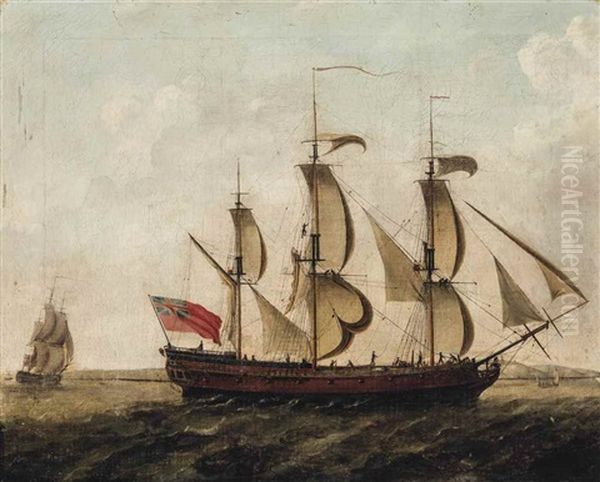 An East Indiaman In Two Positions Off The South Foreland Oil Painting by Francis Holman