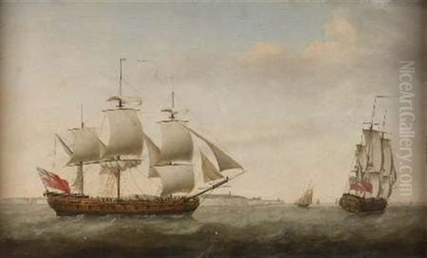 The "augustus Caesar" In Two Positions Off Dover Oil Painting by Francis Holman