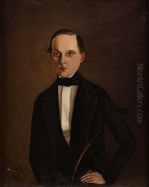 Portrait Of A Young Man Oil Painting by Gustaf-Werner Holmberg