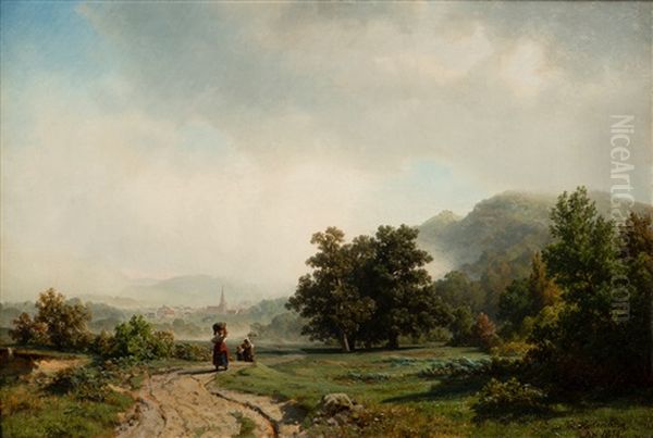 Landscape In Germany Oil Painting by Gustaf-Werner Holmberg