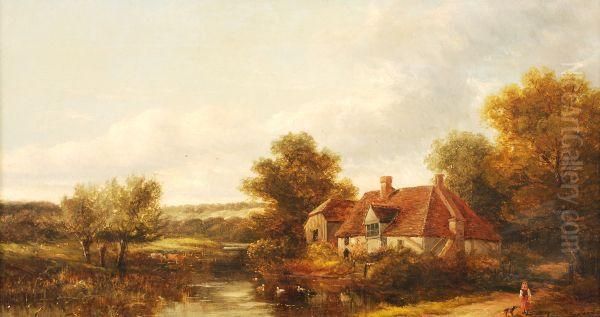 Riverside Cottage Oil Painting by Adam Barland