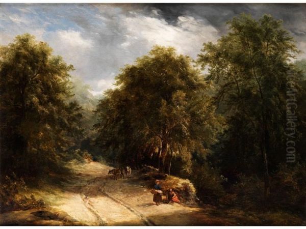 Waldweg Zwischen Laubbaumen Oil Painting by Adam Barland