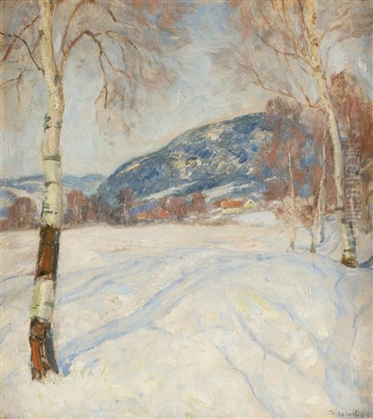 Vinterlandskap Oil Painting by Thorolf Holmboe