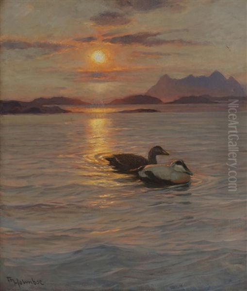 Aftenstemning Nordland Oil Painting by Thorolf Holmboe