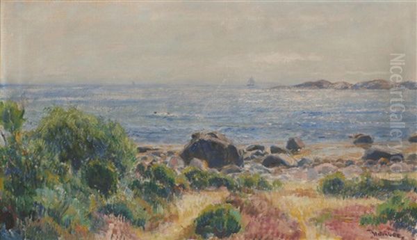 Sommerlandskap Ved Sjoen Oil Painting by Thorolf Holmboe