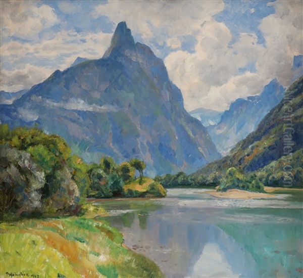 Fra Romsdalstind Oil Painting by Thorolf Holmboe