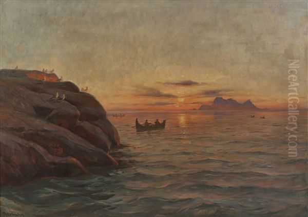 Fugloen Oil Painting by Thorolf Holmboe