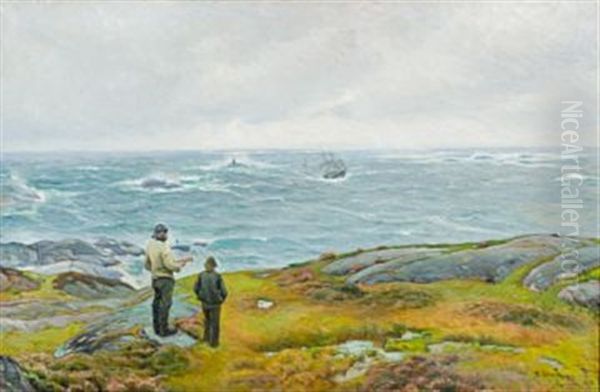 Palandsstorm, Lyngor Oil Painting by Thorolf Holmboe