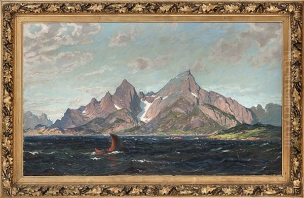 Nordlandsbat I Frisk Bris Oil Painting by Thorolf Holmboe