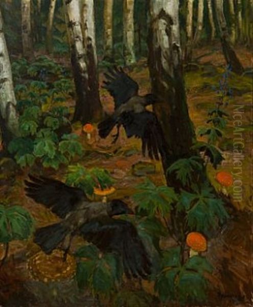 I Skoven Oil Painting by Thorolf Holmboe