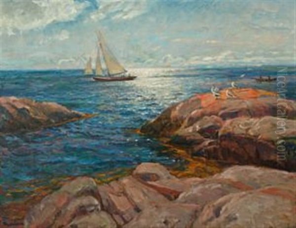 En Sommerdag Ved Stavernkysten Oil Painting by Thorolf Holmboe