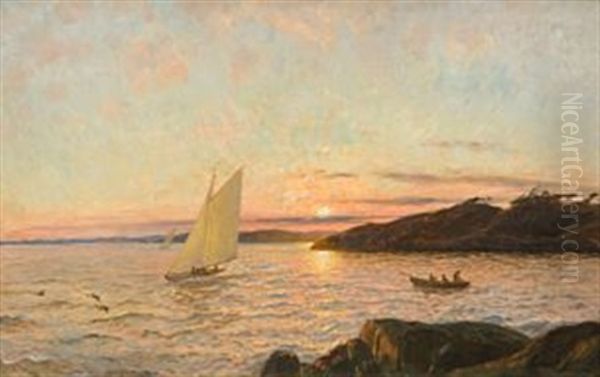 Aftenseilas Oil Painting by Thorolf Holmboe